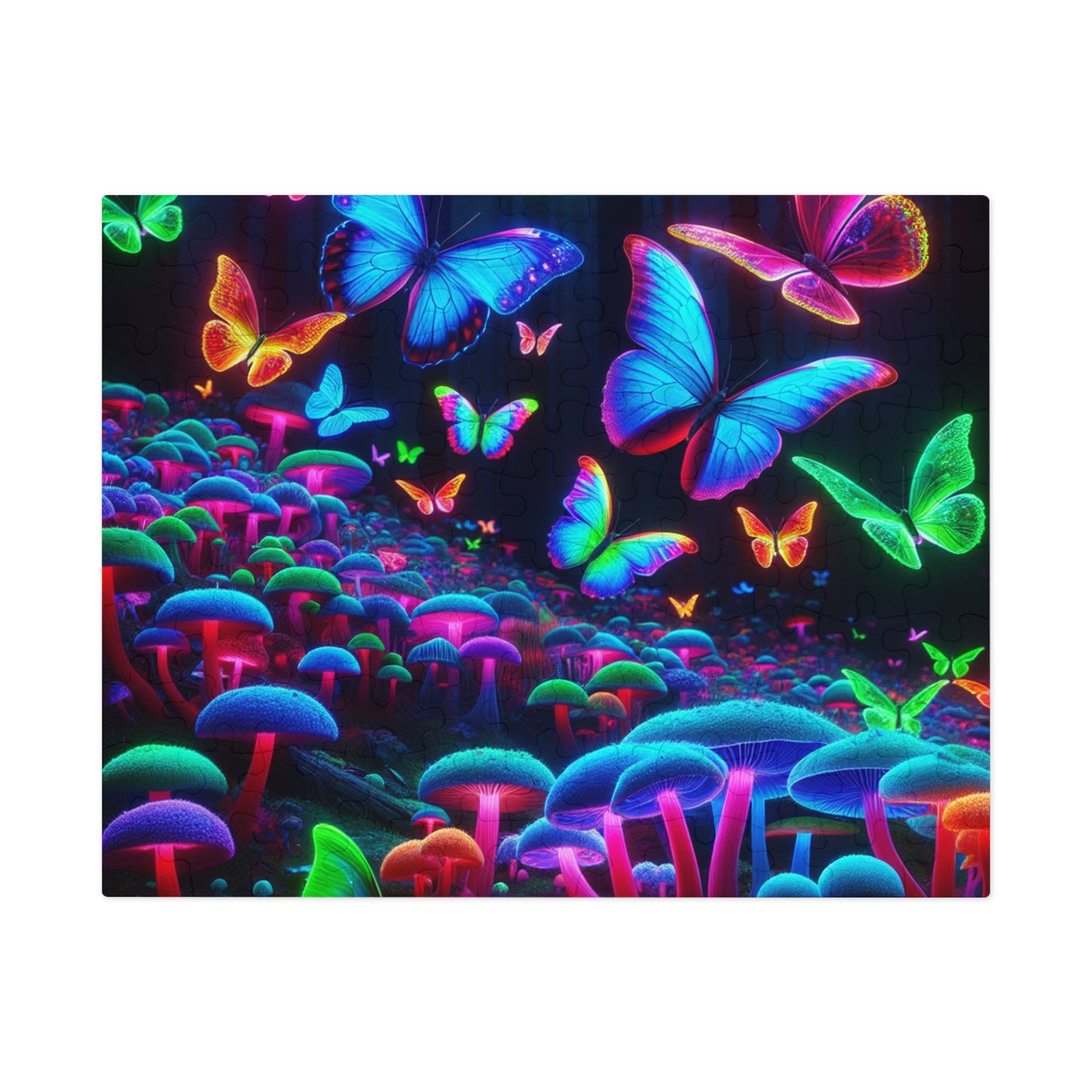 Neon Flutterflies. - Neon Butterflies and Mushrooms Puzzle 30, 110, 252, and 1000 Pieces