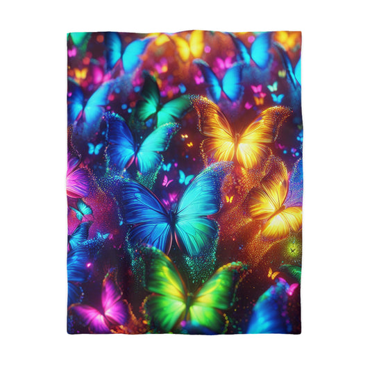 Giovanni da San Gimignano - NEON Butterflies Microfiber Duvet Cover