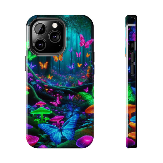 Neon Dreamy Kaleidoscope Mushrooms & Butterflies Tough Phone Case