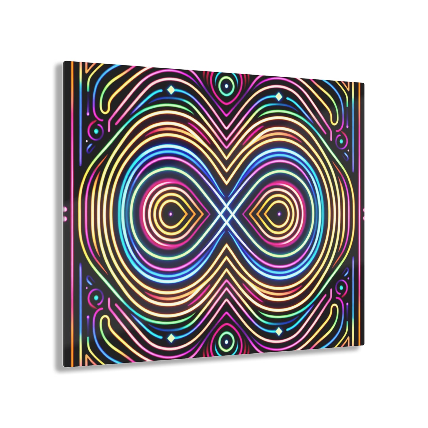 Neon Infinity Fantasia. Trippy infity Pattern 1/4" Glossy Acrylic Art