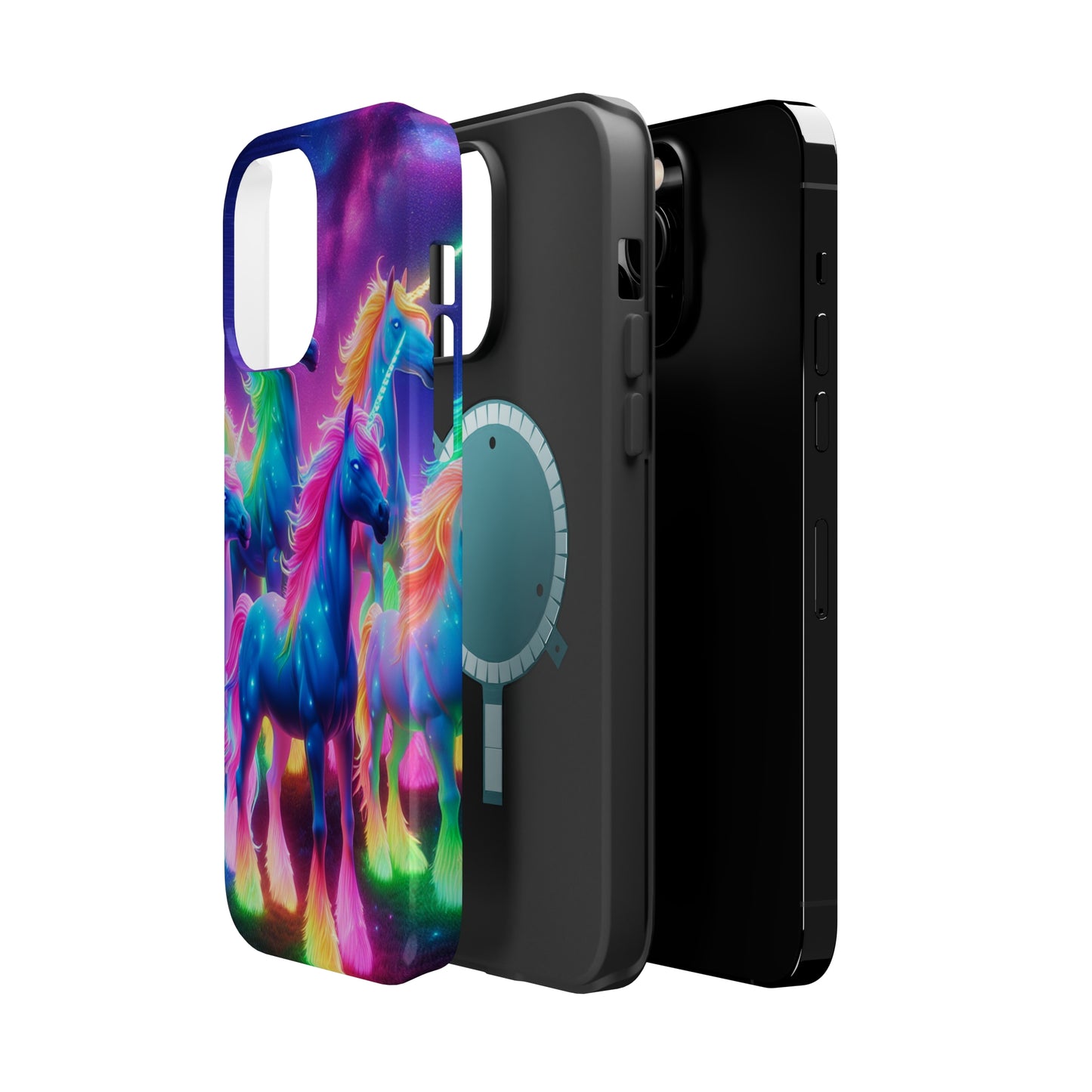 Neon Unicorn Congregation Neon Unicorns Premium Art Magsafe Magnet Tough IPhone 13 14 15 Pro Plus Max and Mini in Matte and Glossy Phone cases