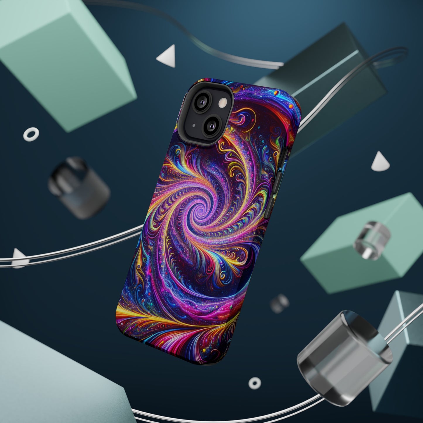 Vivid Psychedelic Cosmic Euphoria. Neon Trippy Infinity Patterns Premium Art Magsafe Magnet Tough IPhone 13 14 15 Pro Plus Max and Mini in Matte and Glossy Phone cases