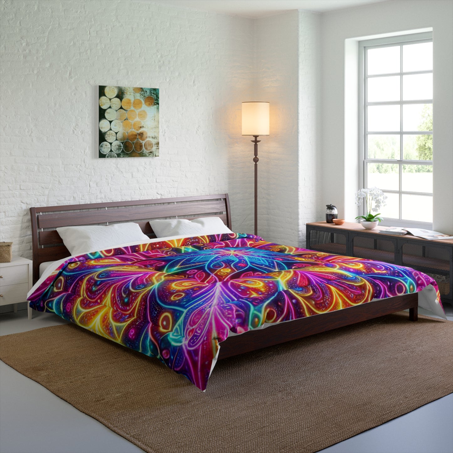 Psychedelic Rainbow Infinity Fantasia. Trippy Infinity Patterns Comforter Blanket