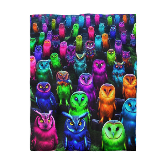 Florin da Vinci - NEON Owls Microfiber Duvet Cover