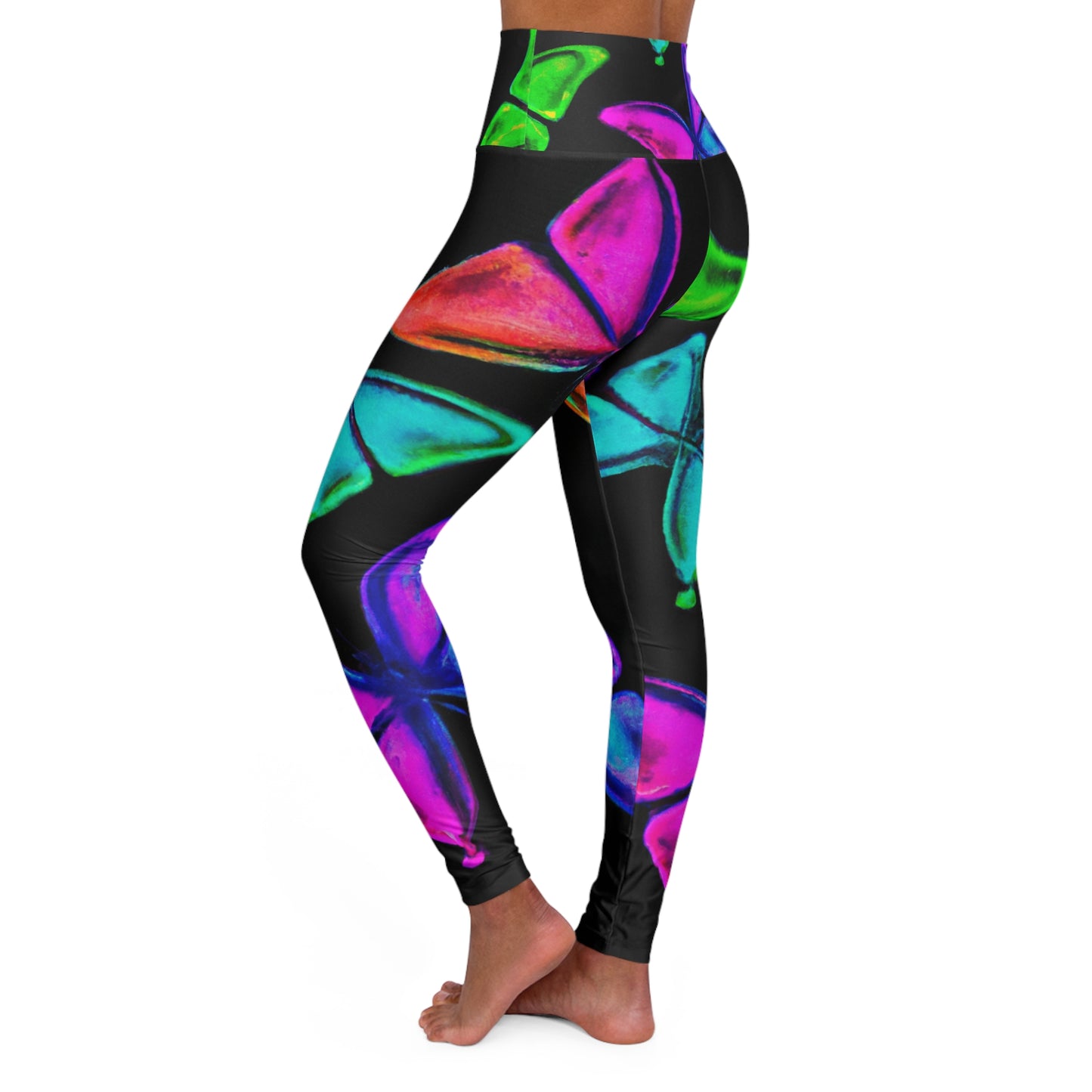 "Neon Flutterburst" - Butterflies Leggings