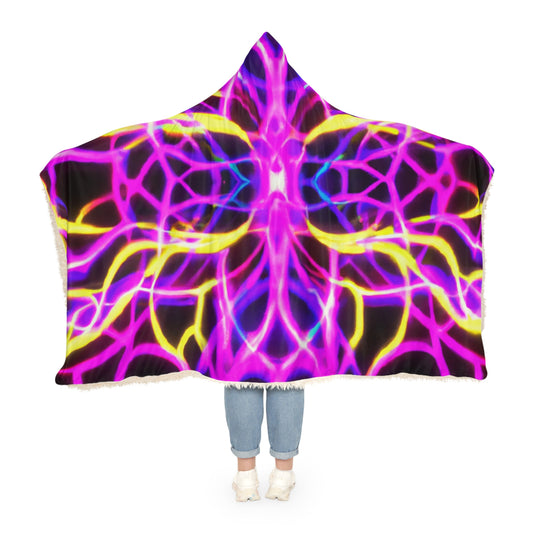 Vivid Trippy Infinity - NEON Infinity Patterns Art Hooded Snuggle Blanket