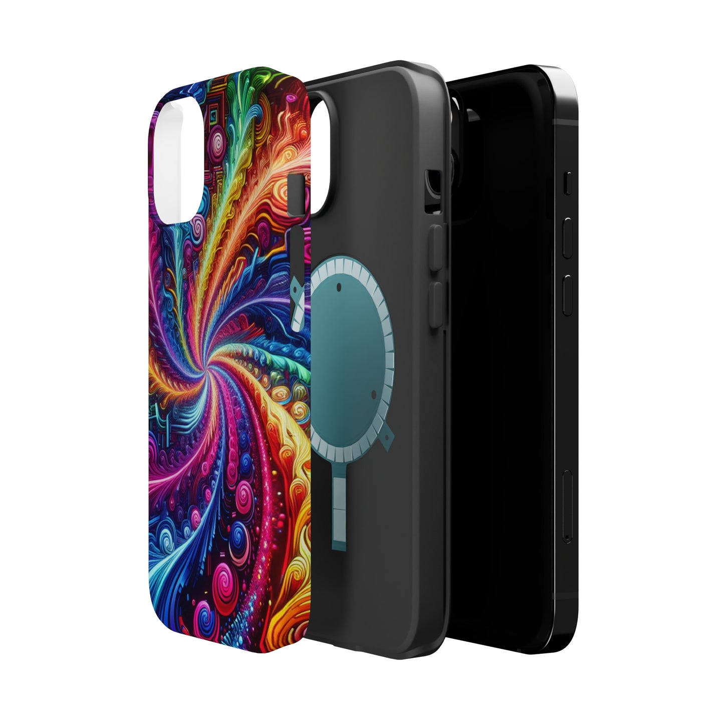 Infinite Neon Ravelry. Neon Trippy Infinity Patterns Premium Art Magsafe Magnet Tough IPhone 13 14 15 Pro Plus Max and Mini in Matte and Glossy Phone cases