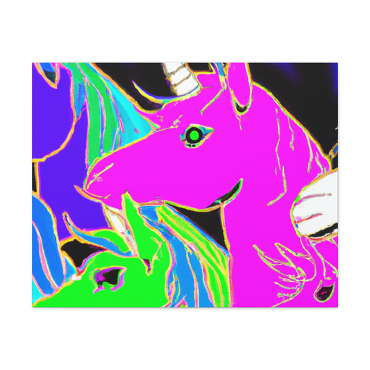 "Neon Rainbow Posse" NEON Unicorns Art Canvas