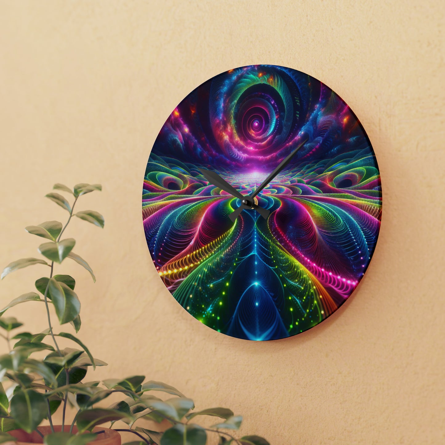 "Viva Vortex" Infinity Patterns Art Acrylic Clock