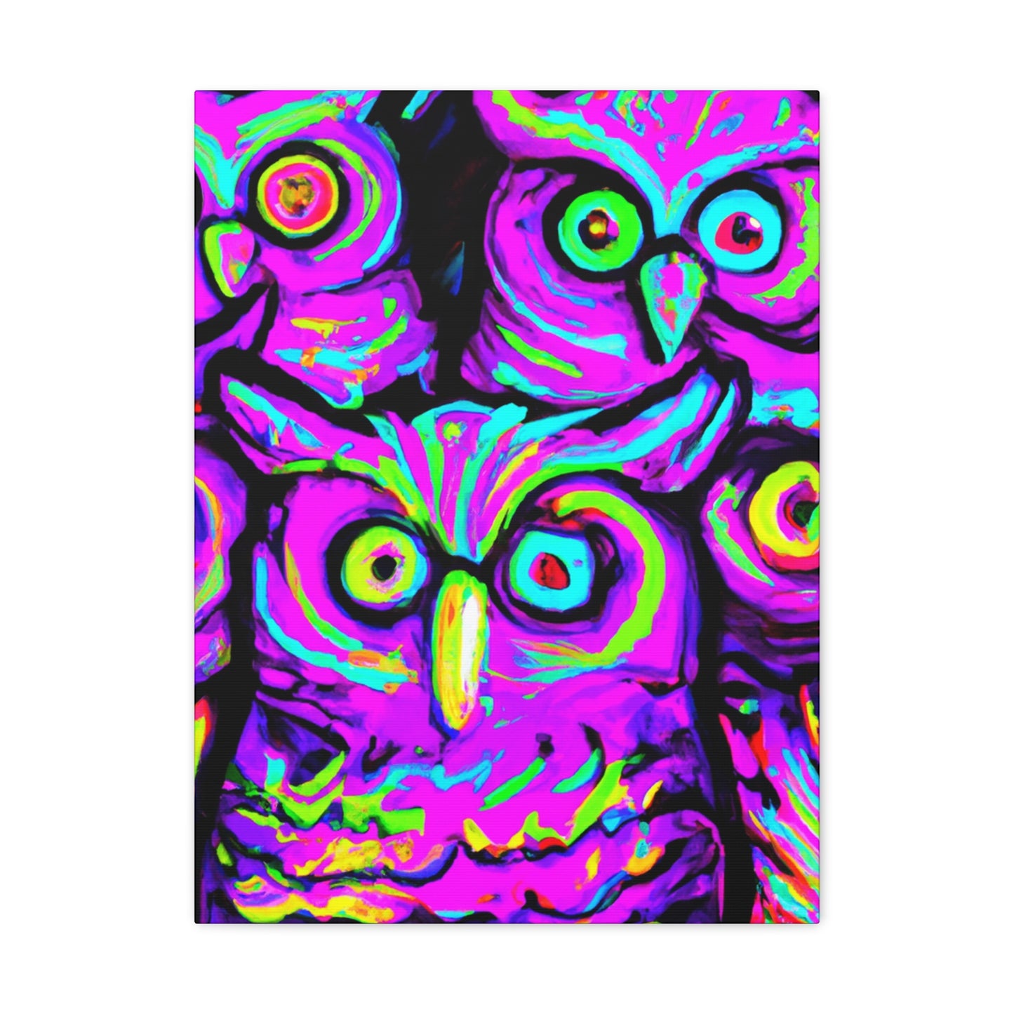 Neon Nocturnal Nocturne NEON Owls Art Canvas