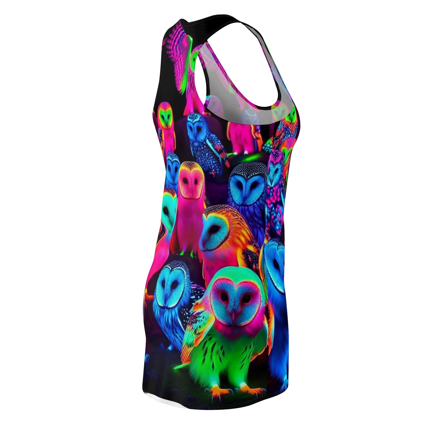 'Confetti Conclave of Owls' Neon Owls Racerback Dress
