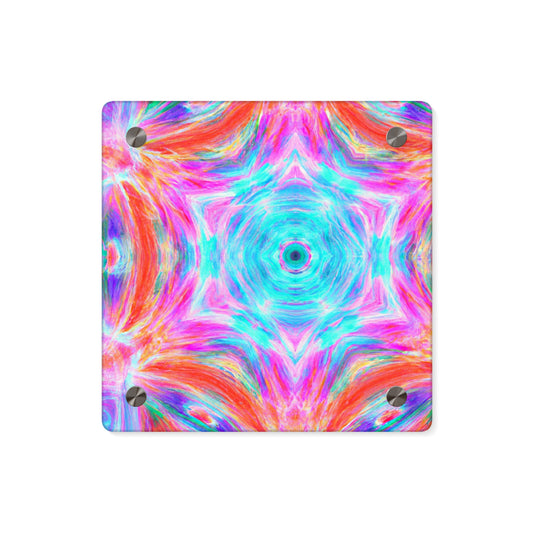 Neon Vortex Trippy Infinity Patterns Acrylic Art Panel