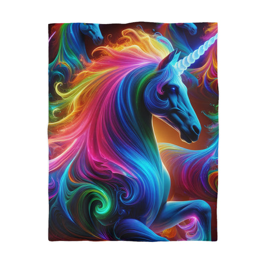 Giovanni Caravaggio - NEON Unicorns Microfiber Duvet Cover