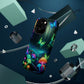 Neon Nocturne. Neon Butterflies and Mushrooms Premium Art Magsafe Magnet Tough IPhone 13 14 15 Pro Plus Max and Mini in Matte and Glossy Phone cases