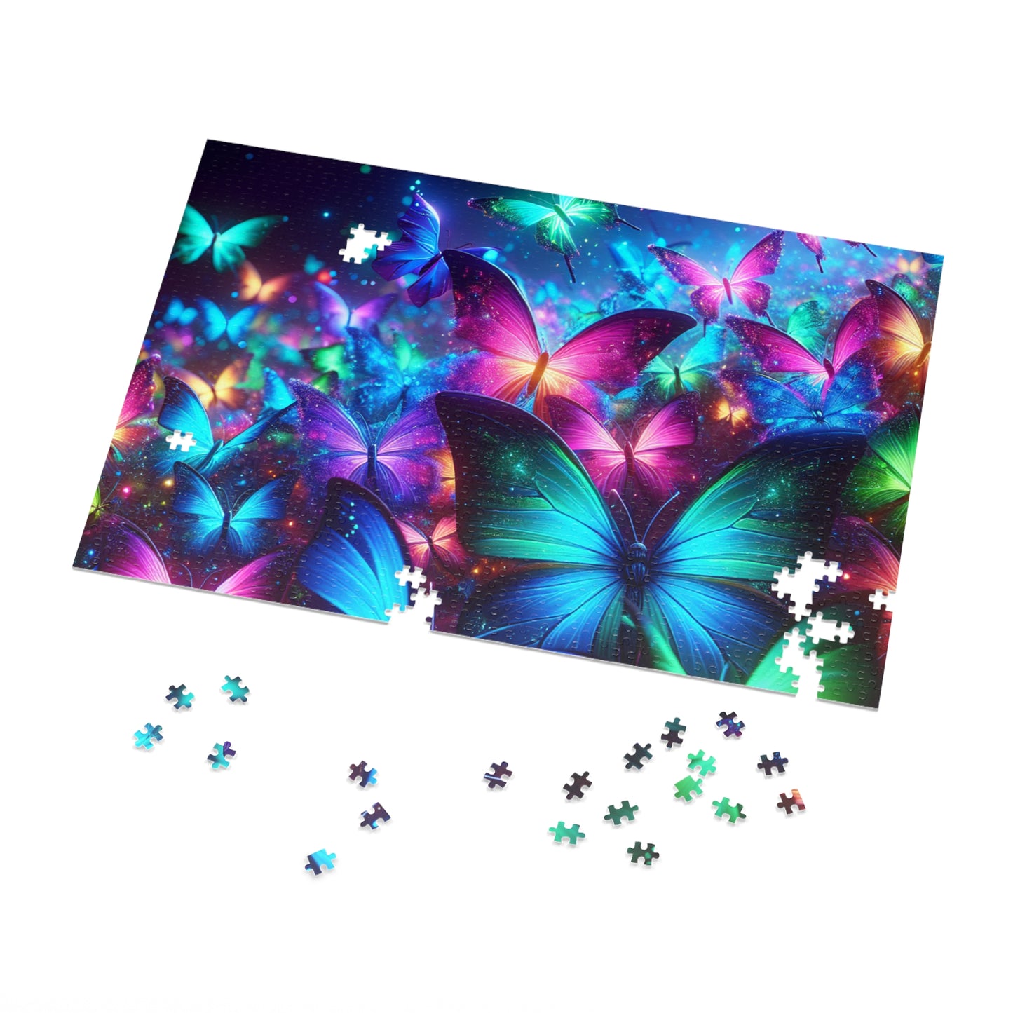 Neon Flutter. - Neon Butterflies Puzzle30, 110, 252, and 1000 Pieces