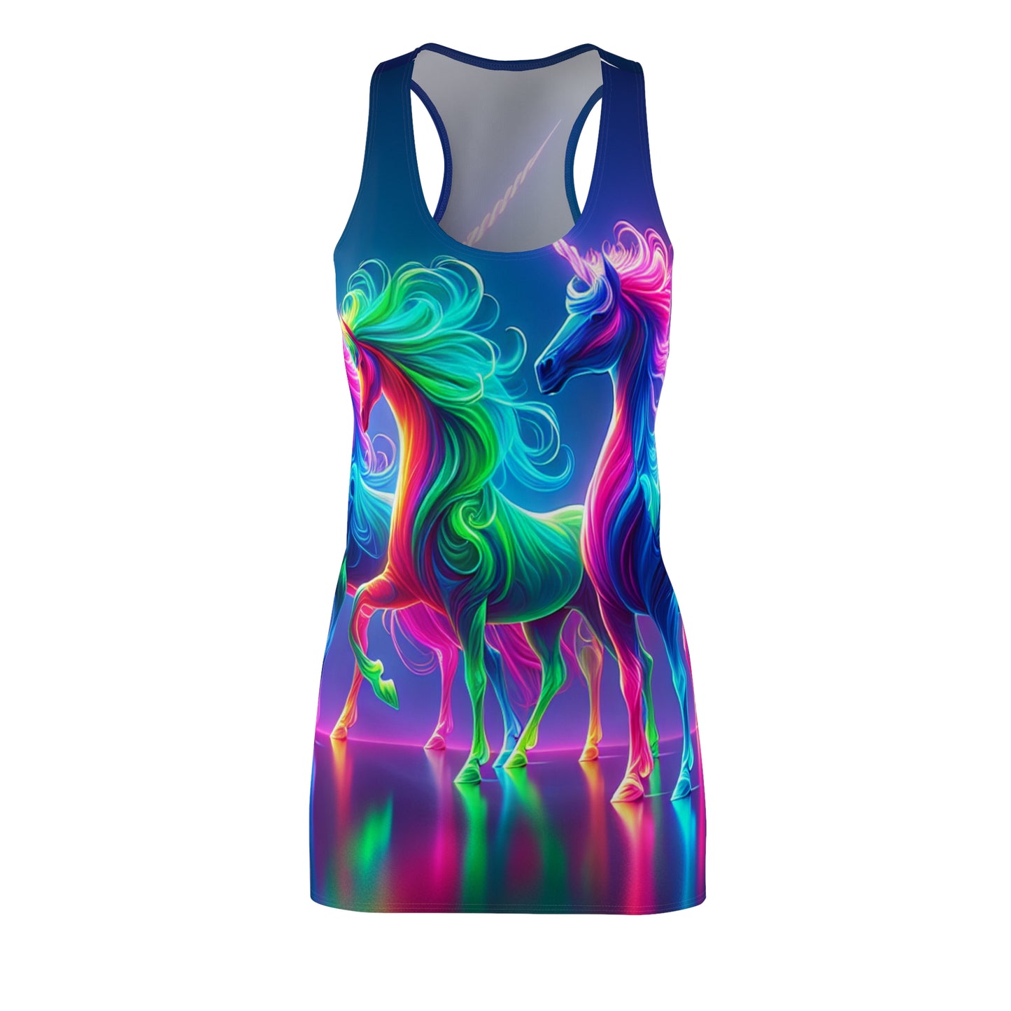 "Neon Mystic Herd" Neon Unicorns Racerback Dress