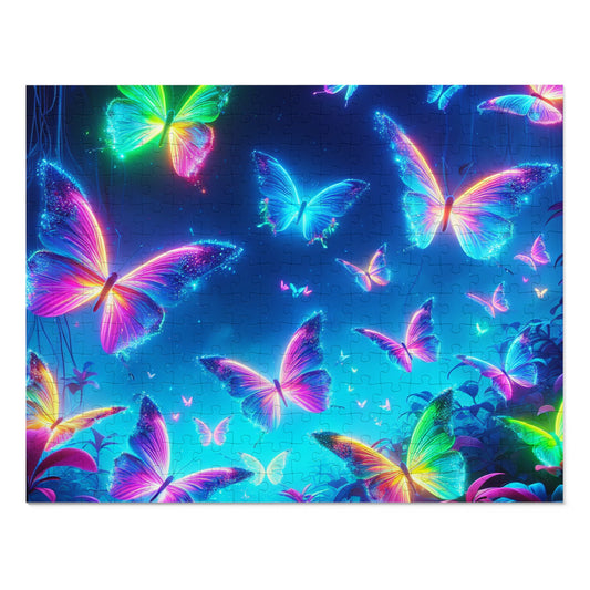 Neon Flight. - Neon Butterflies Puzzle30, 110, 252, and 1000 Pieces