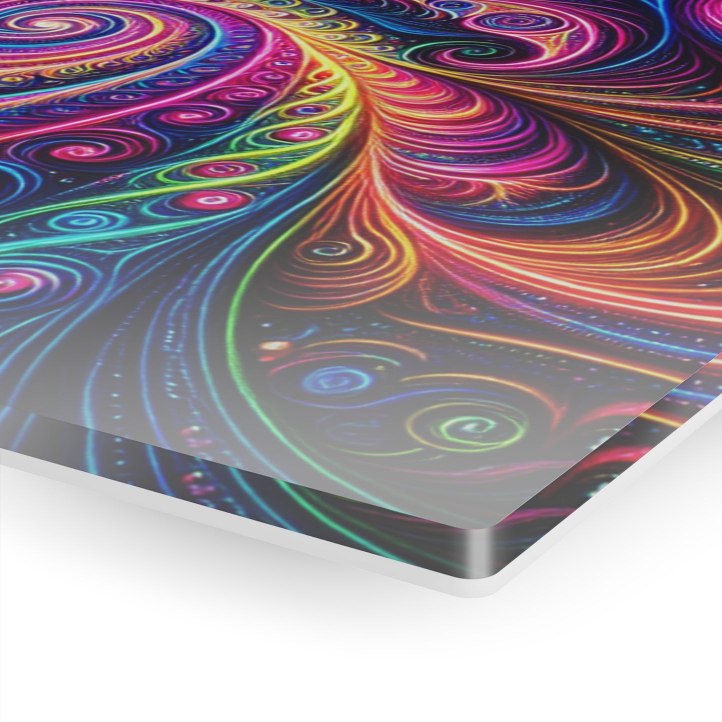 Electric Psychedelic Neon Vortex. Trippy infinity Pattern 1/4" Glossy Acrylic Art
