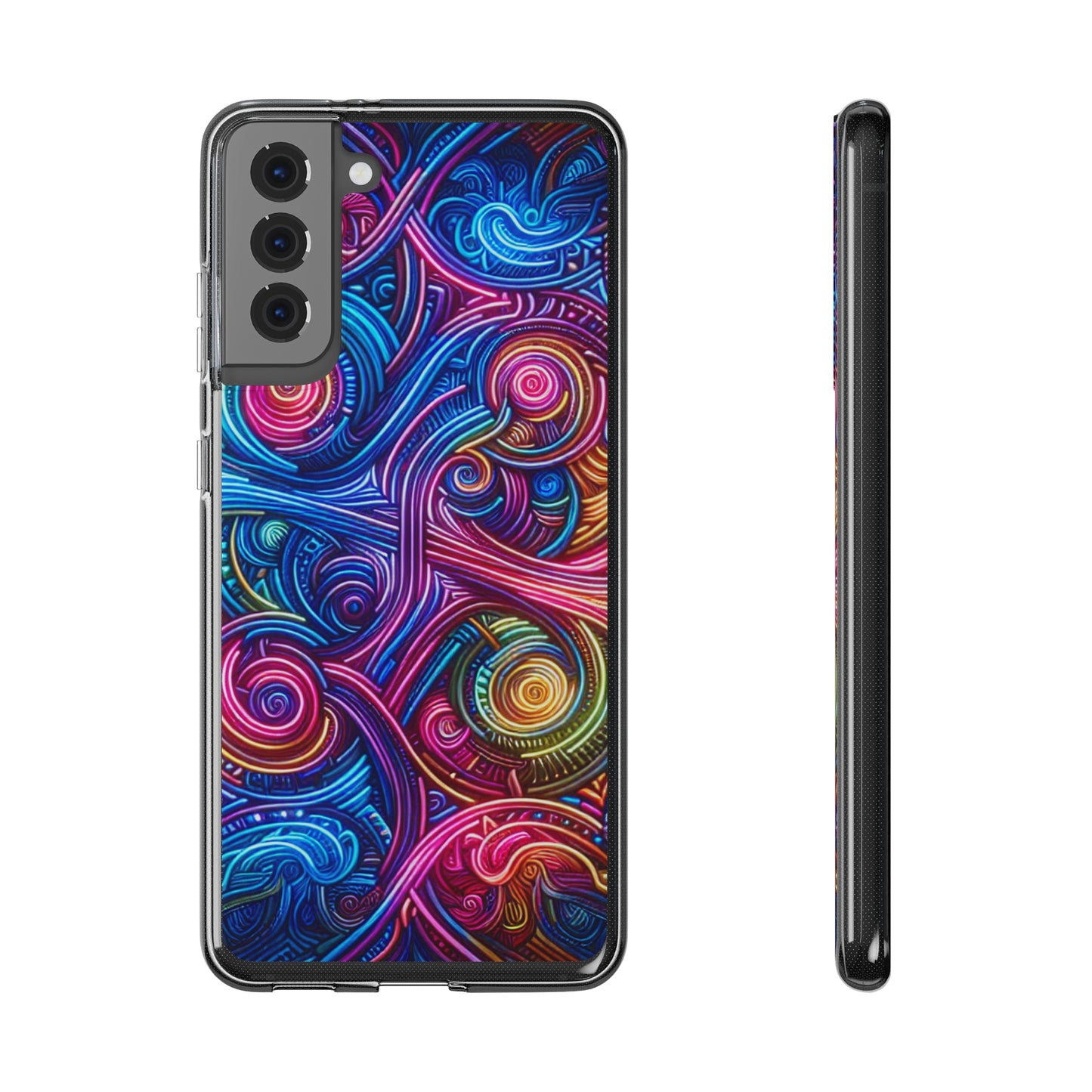Vibrant Trippy Neon Infinity Ripples. Infinity Patterns Art Polycarbonate Phone Case Samsung Galaxy s21 s22 Google Pixel 6 Iphone 11 12 13 14 Pro Max Mini Plus