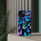 "Fantasia of Neon Butterflies" Neon Butterflies Premium Art Magsafe Magnet Tough IPhone 13 14 15 Pro Plus Max and Mini in Matte and Glossy Phone cases