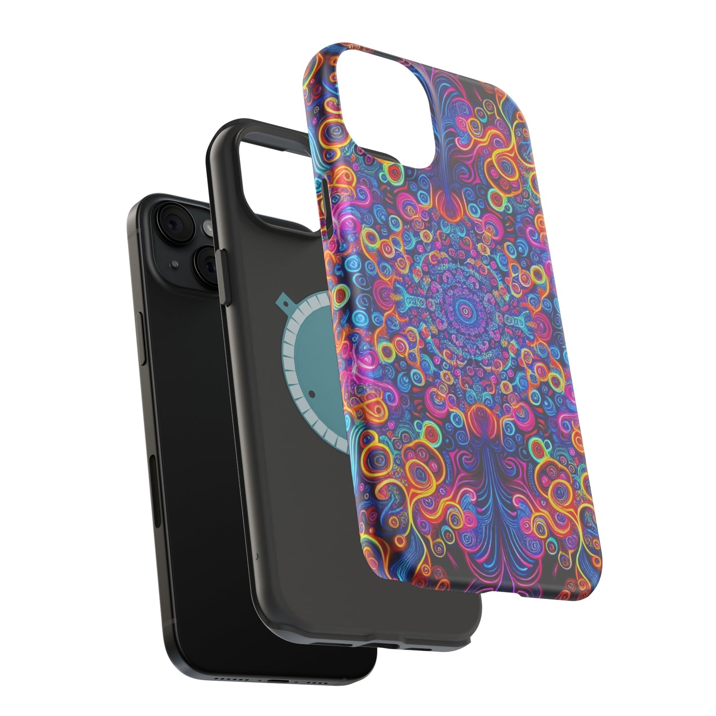 Vibrant Infinity Aurora. Neon Trippy Infinity Patterns Premium Art Magsafe Magnet Tough IPhone 13 14 15 Pro Plus Max and Mini in Matte and Glossy Phone cases