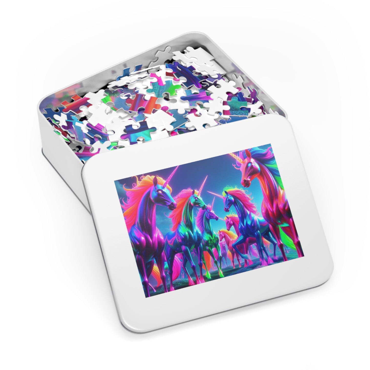 NeonUnicornSplash - Neon Unicorns Puzzle 30, 110, 252, and 1000 Pieces
