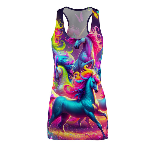 "Neon Dream Carnival" Neon Unicorns Racerback Dress