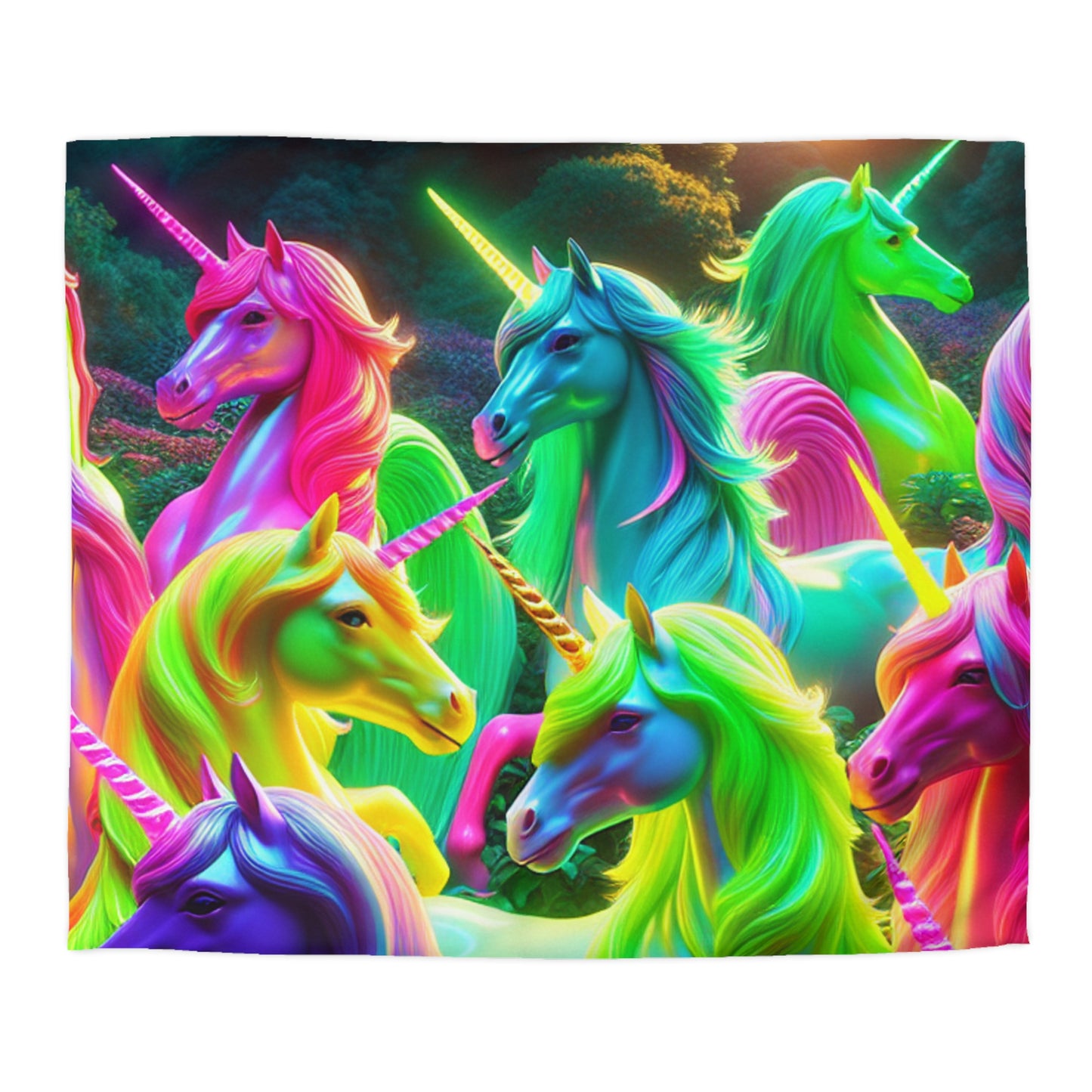 Alessandro di Vanetti - NEON Unicorns Microfiber Duvet Cover