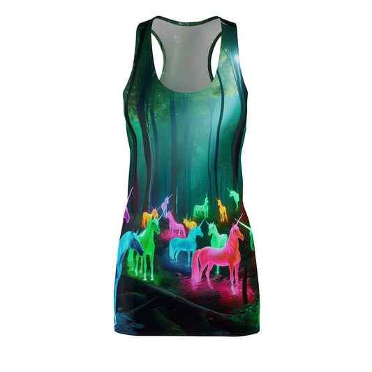 Neon Rainbow Unicorns Neon Unicorns Racerback Dress