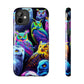 'Flock of Electric Flamses' NEON Owls Tough Phone Case