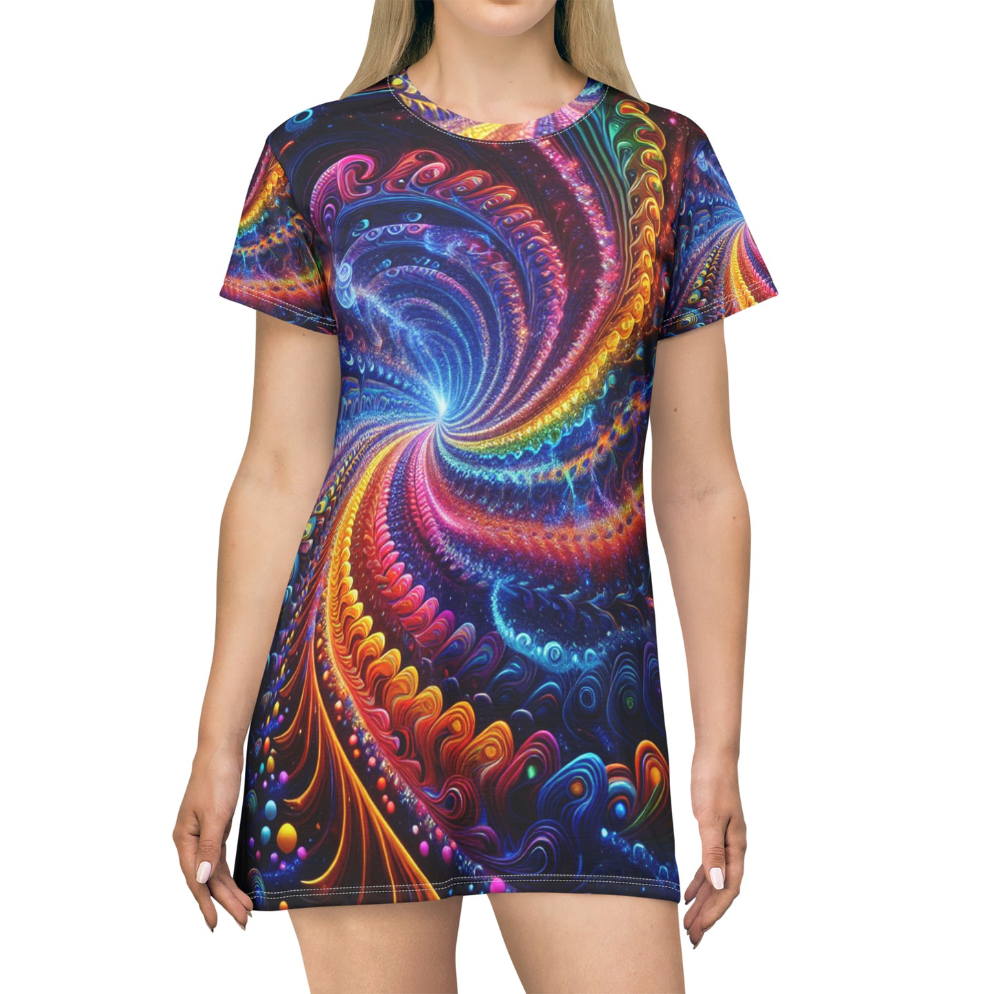 Neon Vortex Abstraction. Infinity Patterns Womans T Shirt Dress