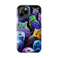 'Flock of Electric Flamses' NEON Owls Tough Phone Case