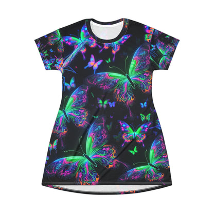 Neon Flight of Fancy. Neon Butterflies Womans T Shirt Dress