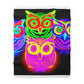 "Night Symphony" - NEON Owls Art Sherpa Blanket
