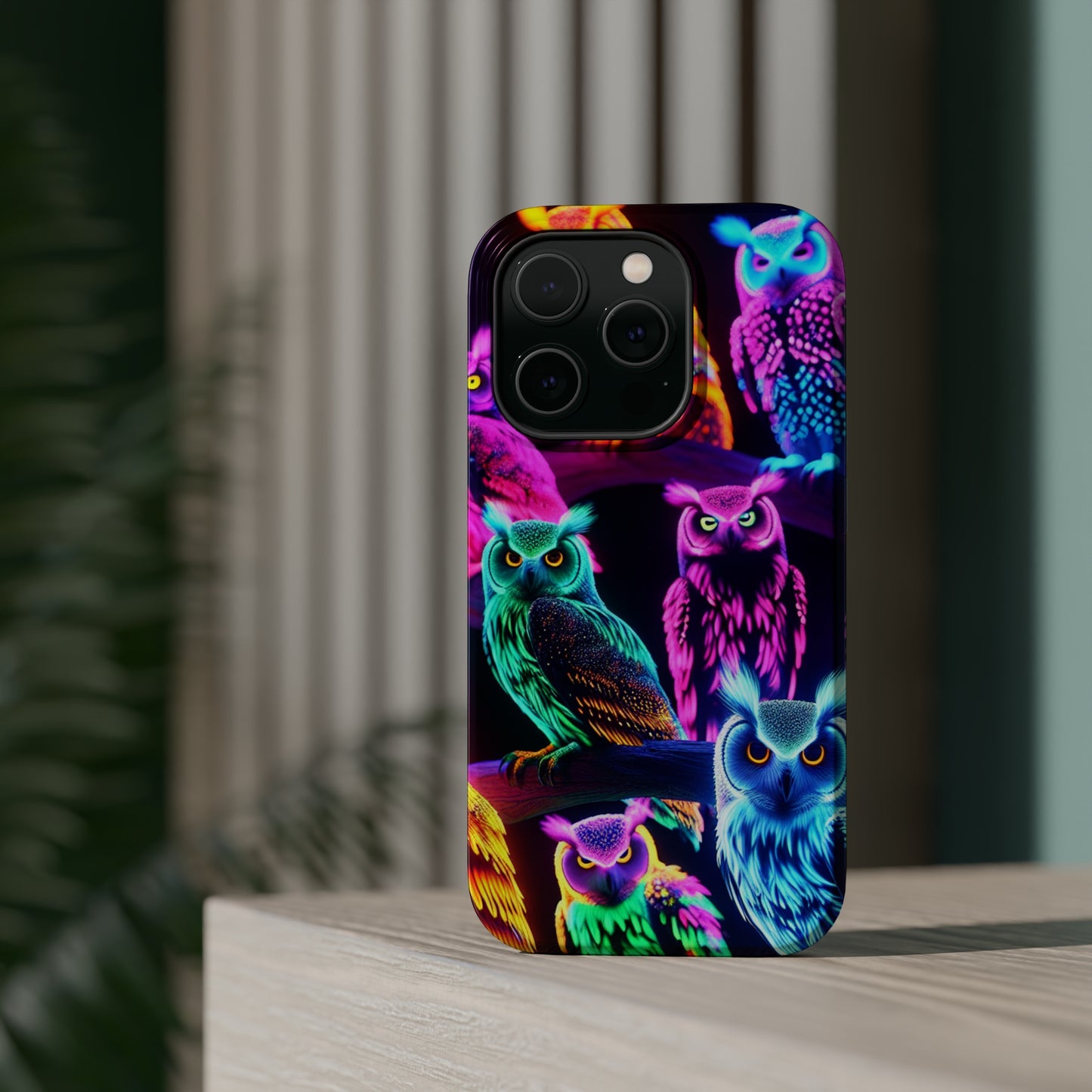 Neon Night Owls. Neon Owls Premium Art Magsafe Magnet Tough IPhone 13 14 15 Pro Plus Max and Mini in Matte and Glossy Phone cases