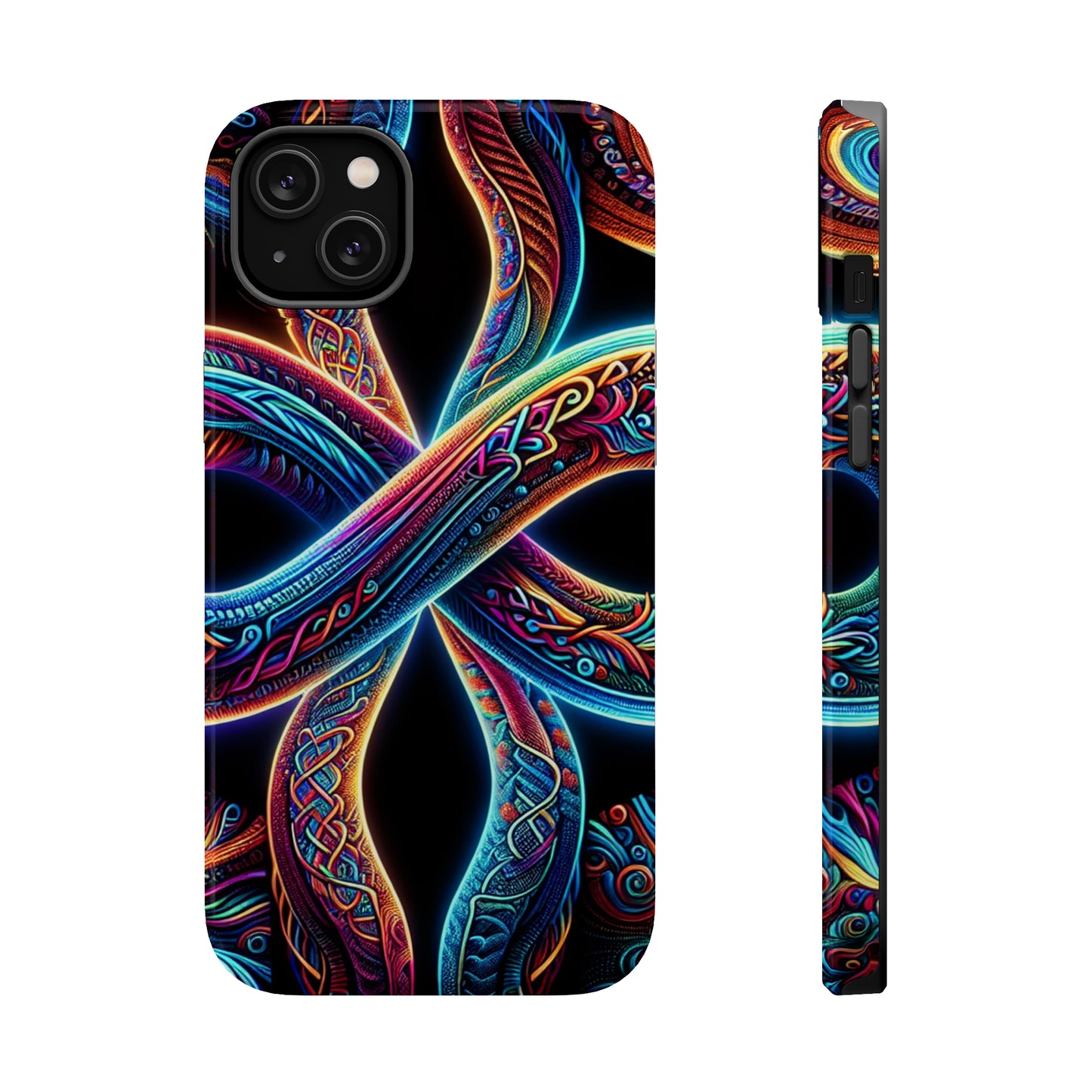 Vibrant Infinity Nocturne Neon Trippy Infinity Patterns Premium Art Magsafe Magnet Tough IPhone 13 14 15 Pro Plus Max and Mini in Matte and Glossy Phone cases