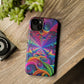 Cosmic Electric Rainbow Frenzy. Neon Trippy Infinity Patterns Premium Art Magsafe Magnet Tough IPhone 13 14 15 Pro Plus Max and Mini in Matte and Glossy Phone cases