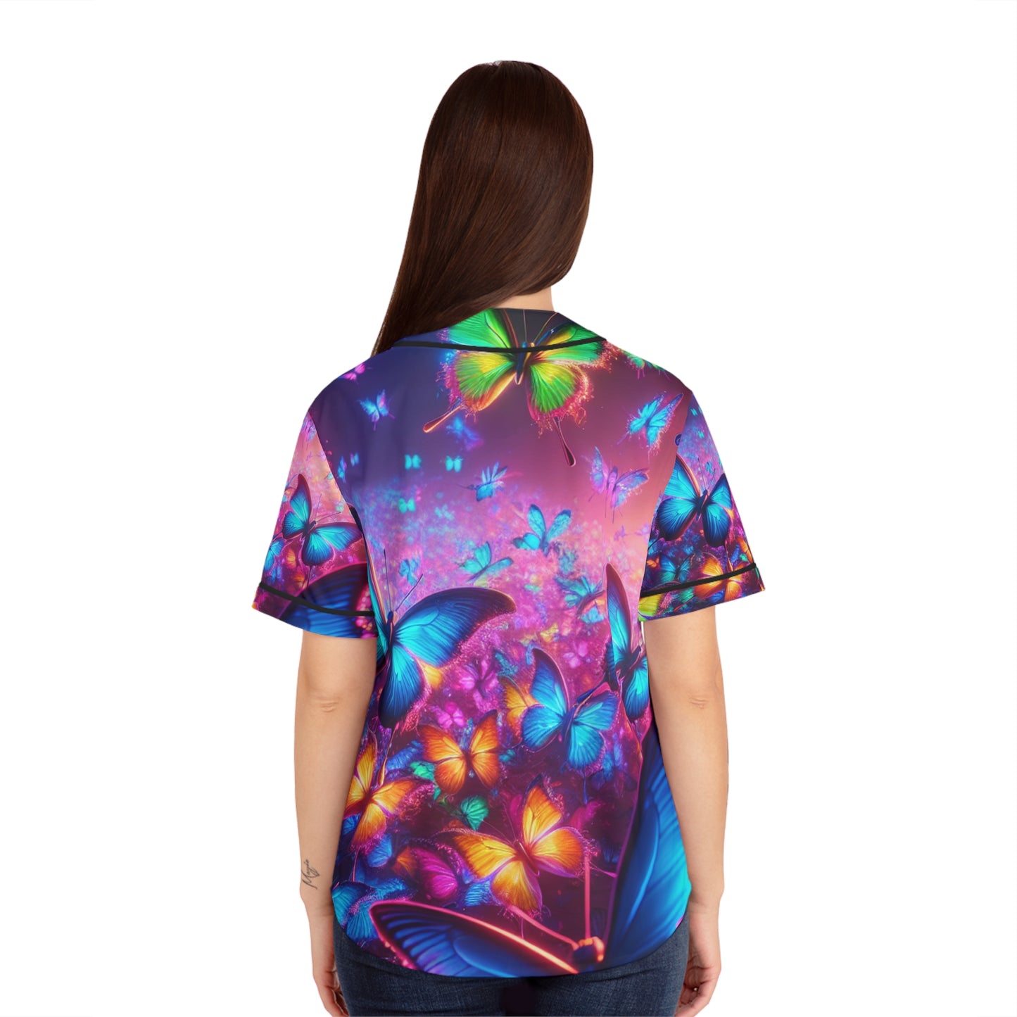 "Neon Flutterglo" Neon Butterflies Womans Jersey