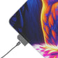 Neon Nocturnal Composition. NEON Owls Art LED Mousepad