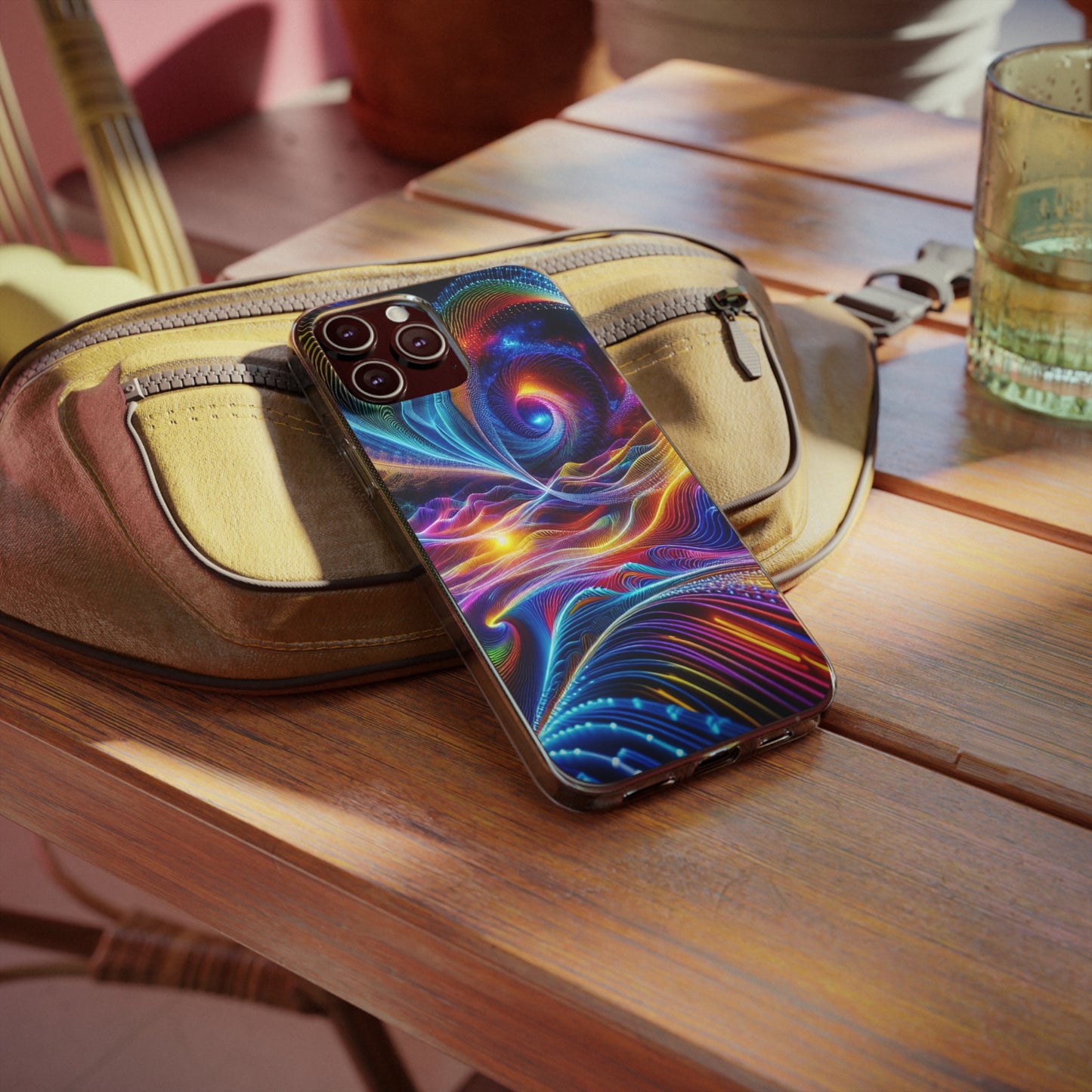 Neon Vortex. Infinity Patterns Art Polycarbonate Phone Case