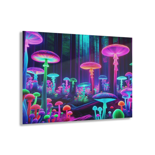 Neon Fungal Fantasy. Mushrooms 1/4" Glossy Acrylic Art