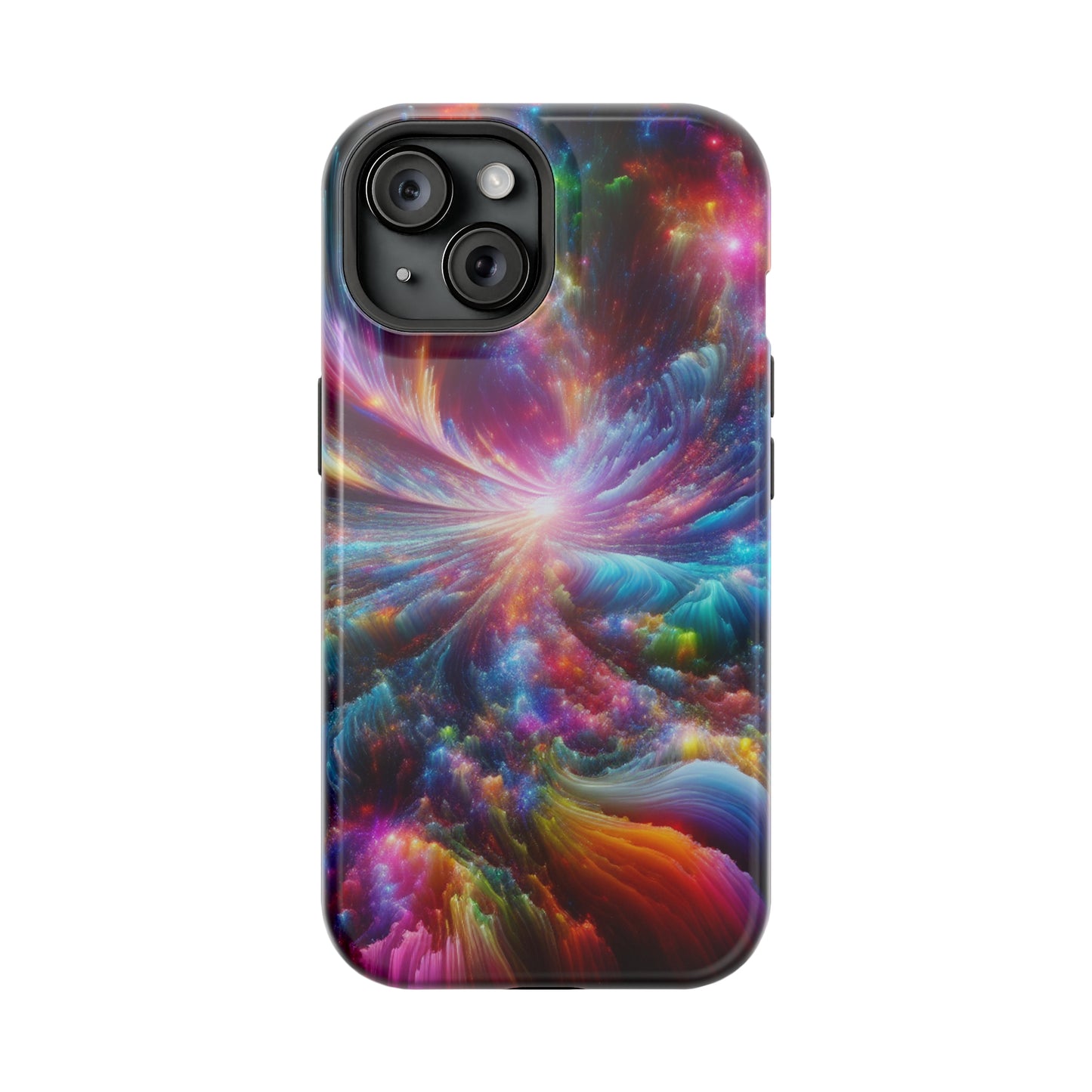 Neon Infinity Chromadrift. Neon Trippy Infinity Patterns Premium Art Magsafe Magnet Tough IPhone 13 14 15 Pro Plus Max and Mini in Matte and Glossy Phone cases