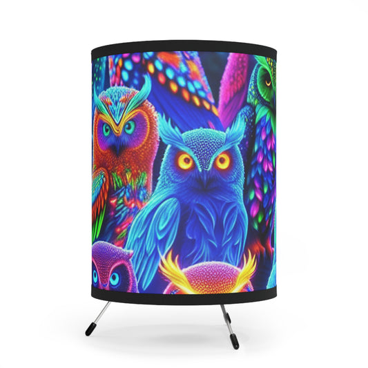 "Neon Hoot-Nite" - NEON Owls Art Tripod Lamp