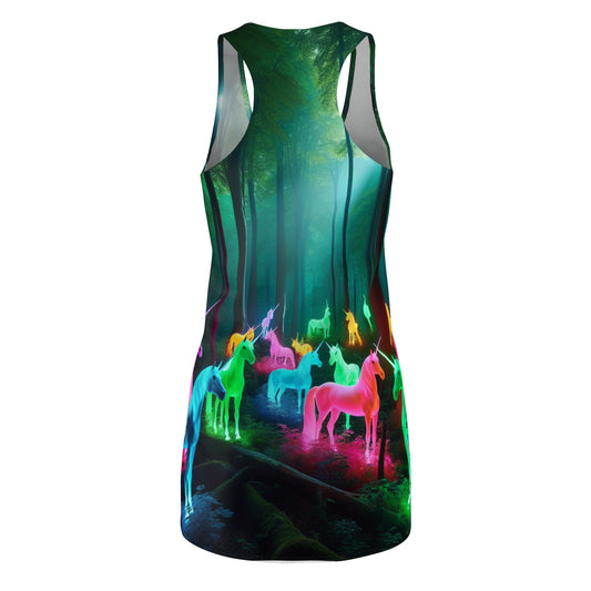 Neon Rainbow Unicorns Neon Unicorns Racerback Dress