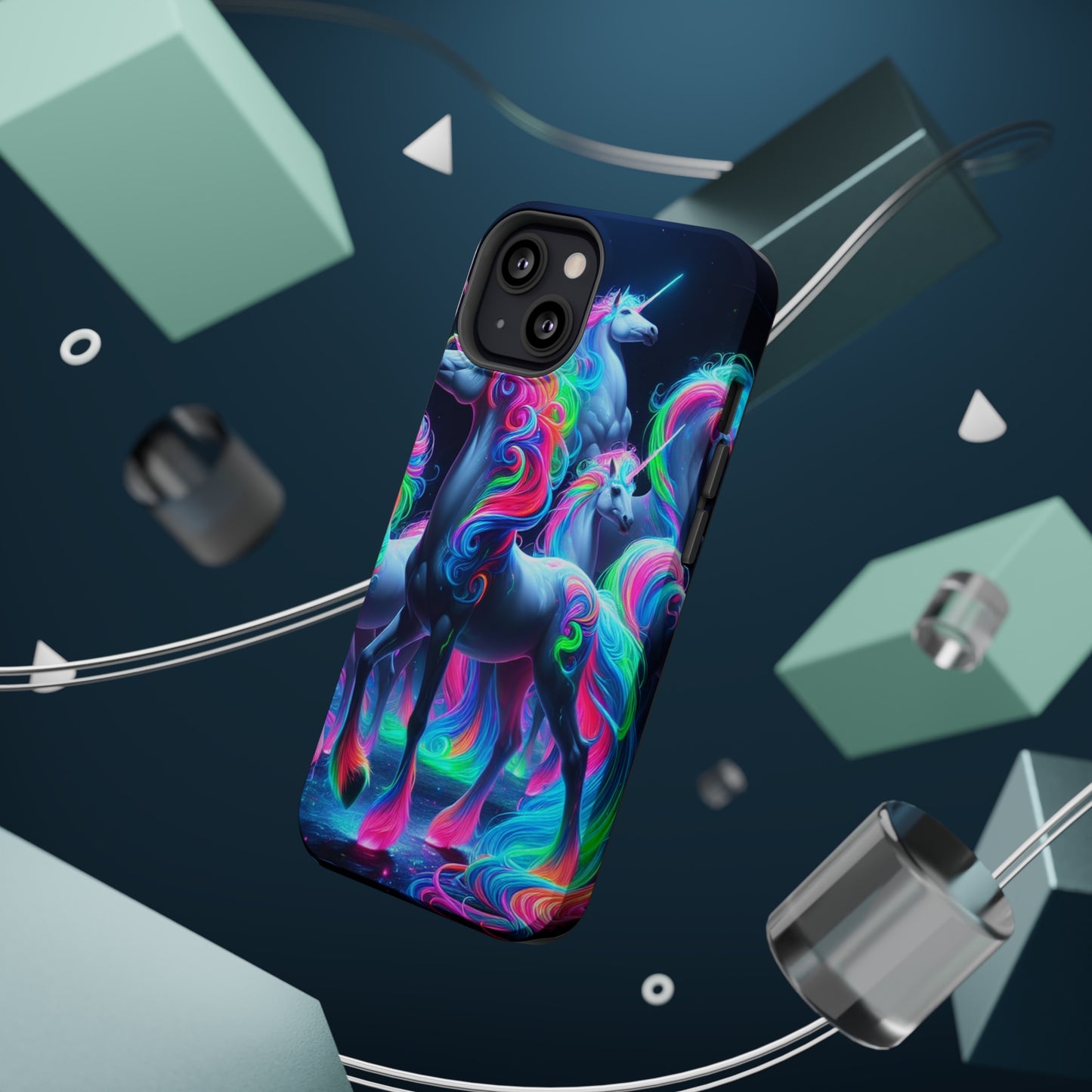 Neon Unicorn Prism. Neon Unicorns Premium Art Magsafe Magnet Tough IPhone 13 14 15 Pro Plus Max and Mini in Matte and Glossy Phone cases