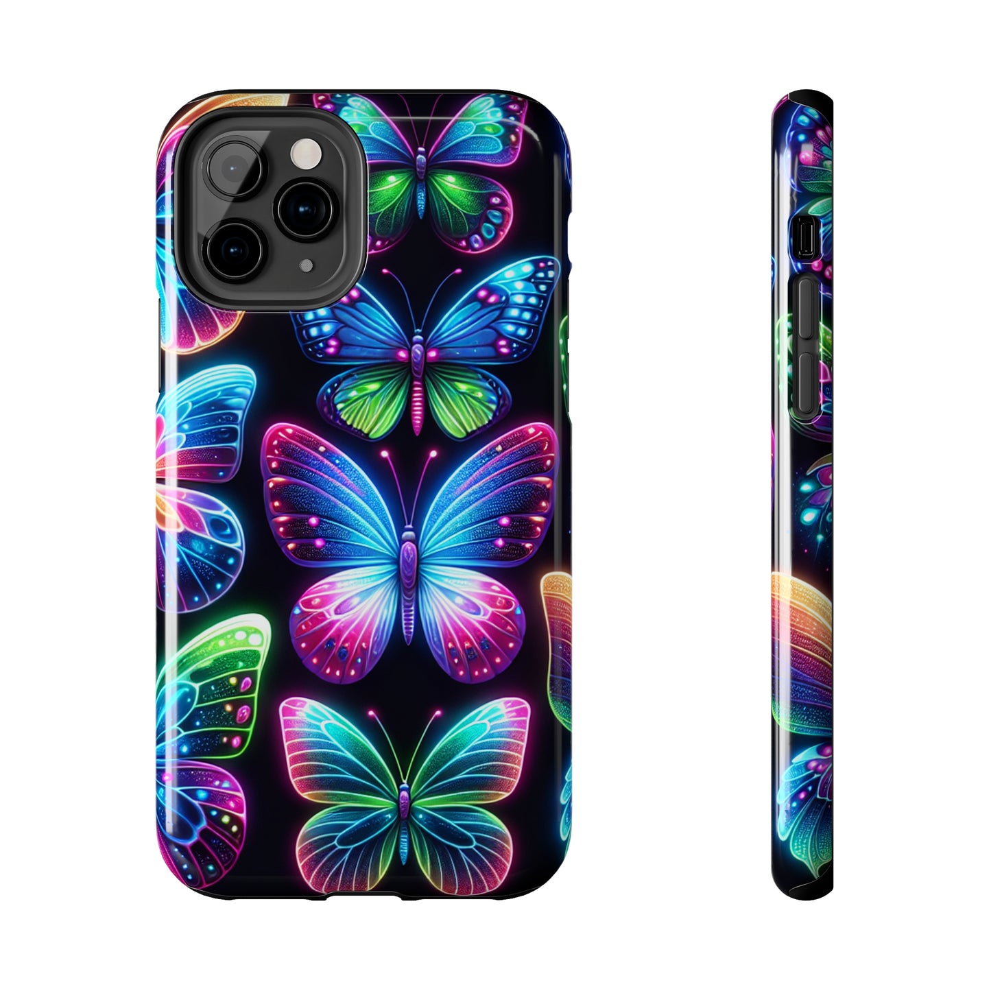"Dance of the Neon Butterflies" NEON Butterflies Tough Phone Case Iphone 6 7 8 9 10 11 12 13 14 SE X XR XS Pro Max Mini Plus
