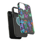 "Neon Burst Wonderland". Neon Butterflies and Mushrooms Premium Art Magsafe Magnet Tough IPhone 13 14 15 Pro Plus Max and Mini in Matte and Glossy Phone cases
