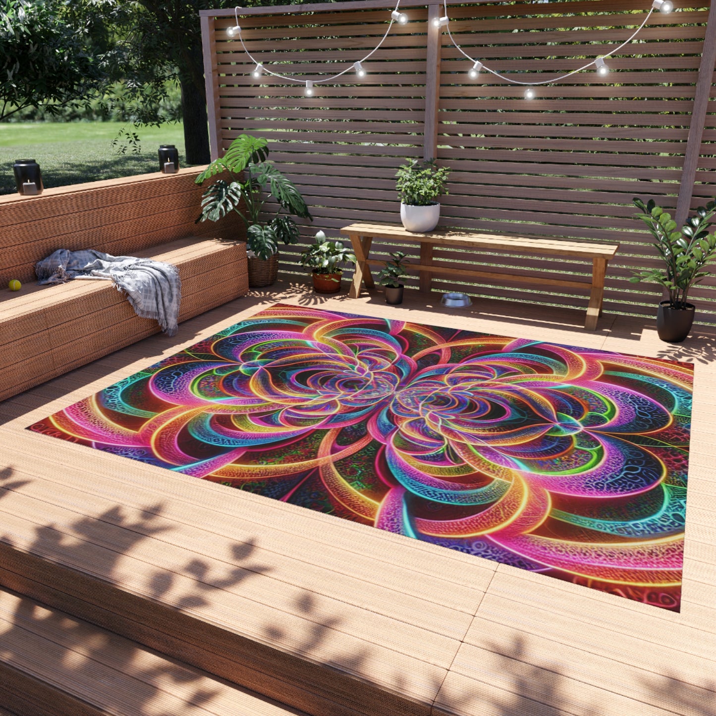 Neon Infinity Splatter-scape. Infinity Patterns Outdoor Rug