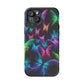 'Euphoria in Neon Flight' Neon Butterflies Premium Art Magsafe Magnet Tough IPhone 13 14 15 Pro Plus Max and Mini in Matte and Glossy Phone cases