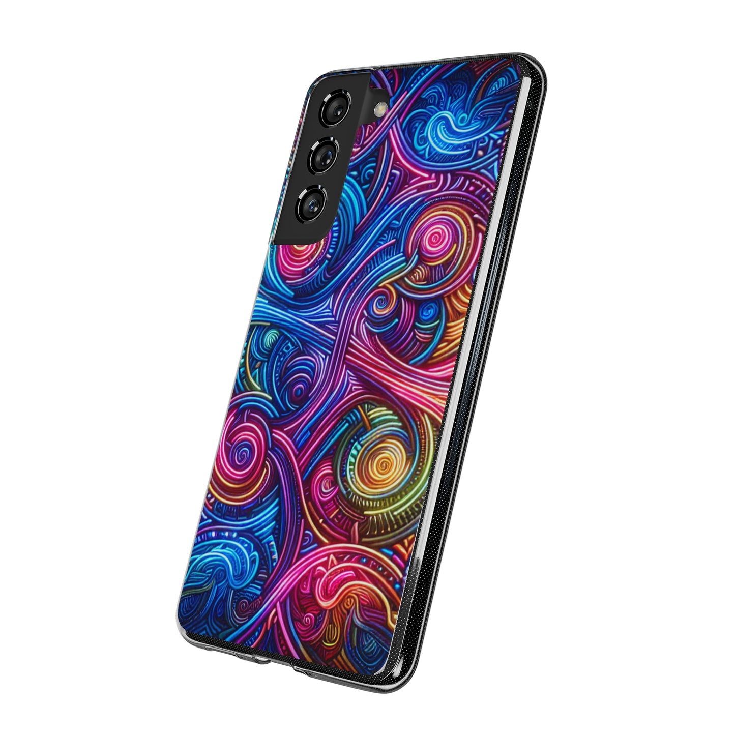 Vibrant Trippy Neon Infinity Ripples. Infinity Patterns Art Polycarbonate Phone Case Samsung Galaxy s21 s22 Google Pixel 6 Iphone 11 12 13 14 Pro Max Mini Plus